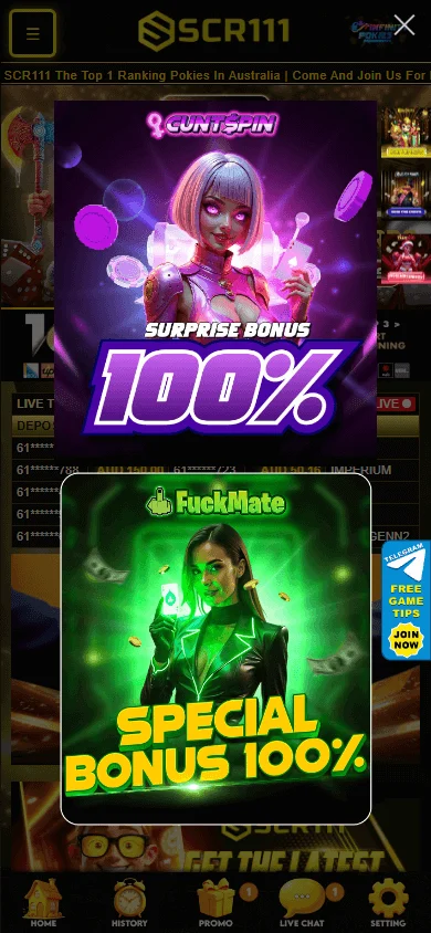 Scr111 Casino games area on mobile