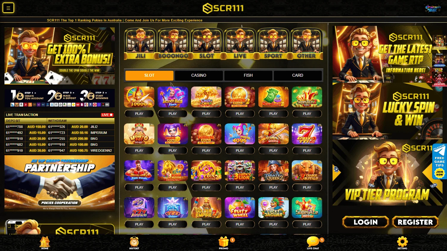 Scr111 Casino games area on desktop