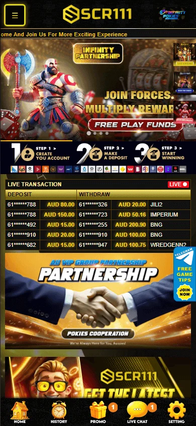 Scr111 Casino home on mobile